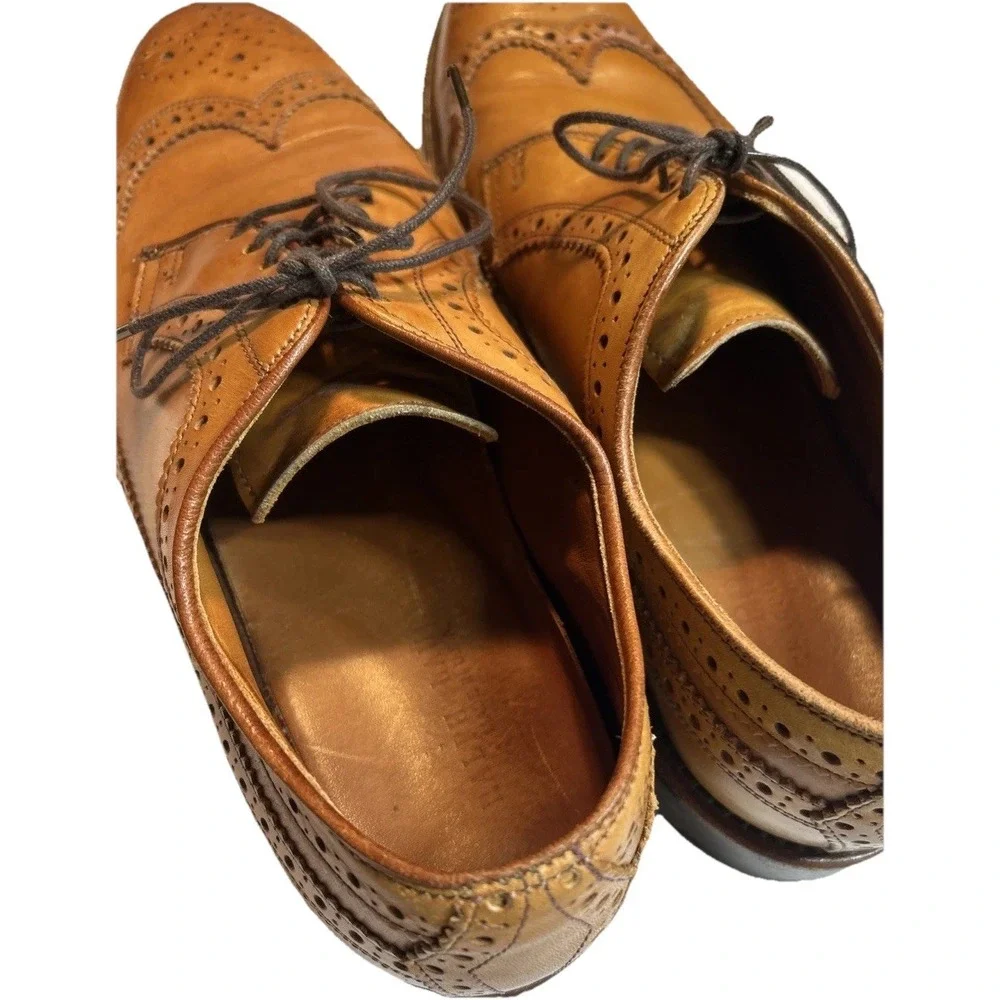 Polo Ralph Lauren Sanderson Tan Leather‎ Wingtip Dress Shoes Sz 9D Retail: $525
